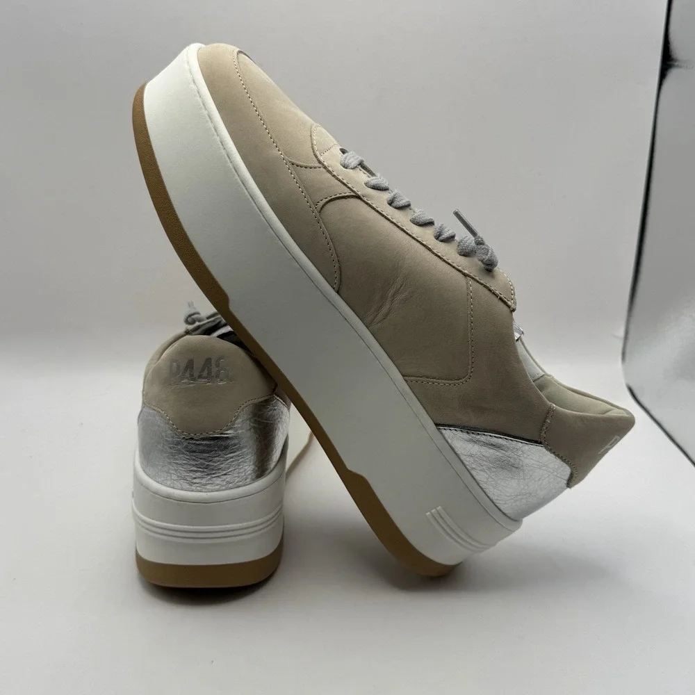 P448‎ Women's Empire Neutral Platform Sneakers Lace Up EU 40 Streetwear Size 9.5